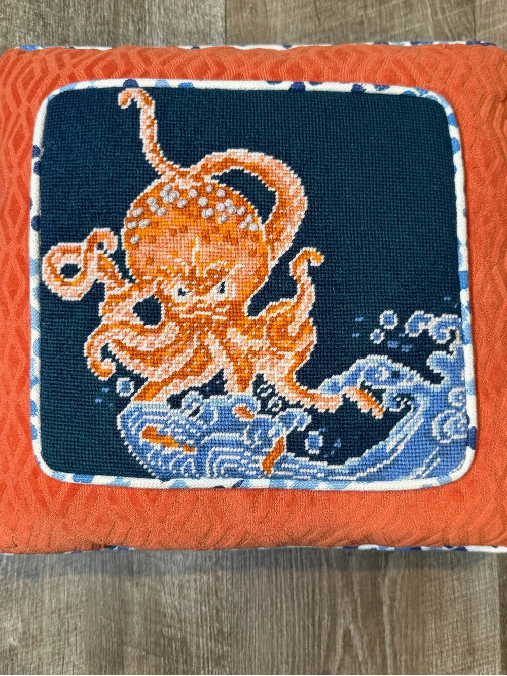 Octopus Cushion - Ehrman Tapestry Accent decor EUC nautical home